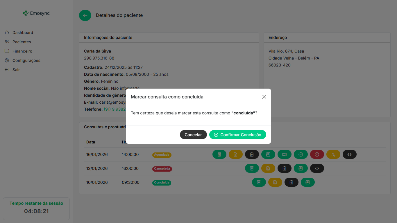Marcar consulta como concluída